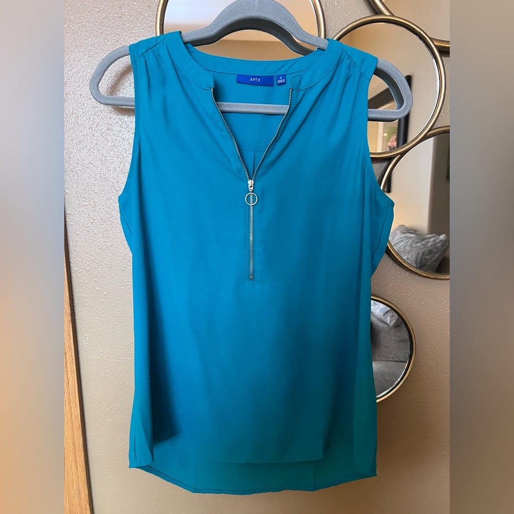 Apt. 9 Women's Blue Zip-Front Blouse
